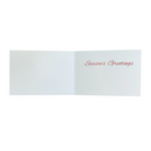 Inside of design #18 Christmas card with a white background and "Season's Greetings" written in red.